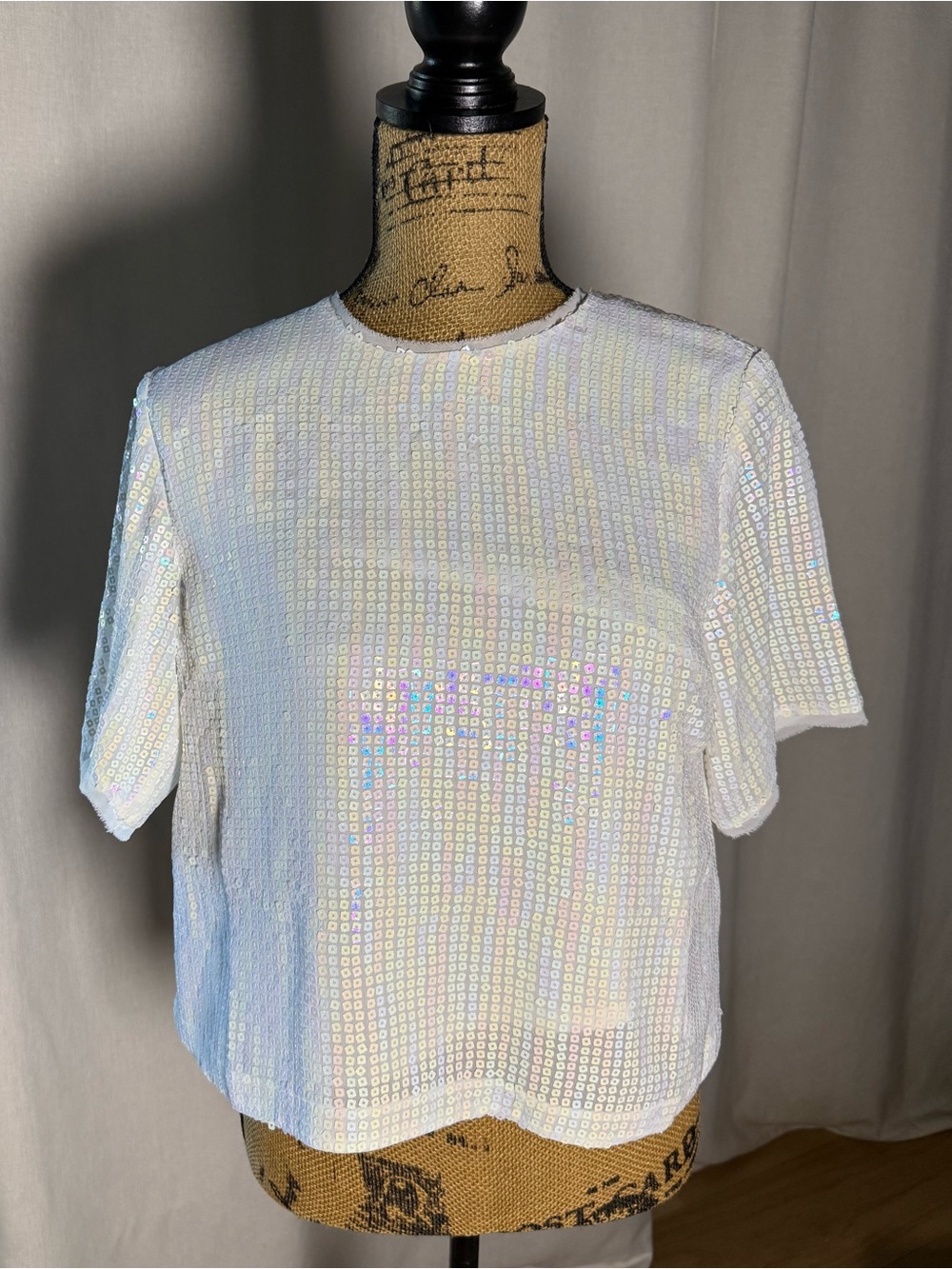 Brooks Brothers White sequined short -Sleeved Blouse